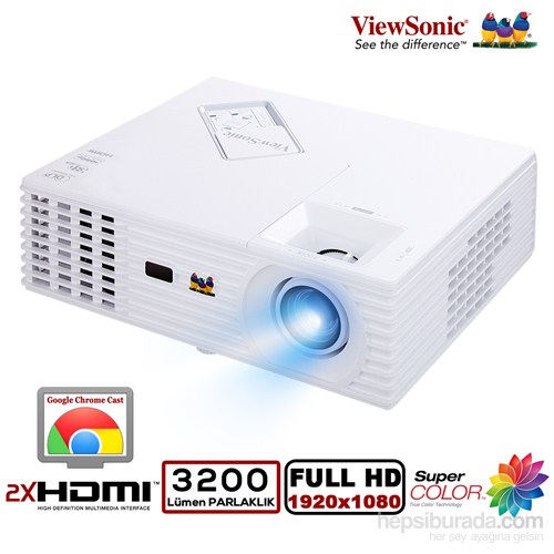 Viewsonic PJD7822HDL White 3.200 Ansilümen Full HD 1080p 2xHDMI Projeksiyon Cihazı