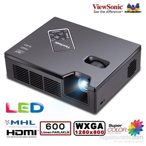 Viewsonic PLED-W600 600 Ansilümen 1280x800 WXGA 120.000:1 Projeksiyon Cİhazı
