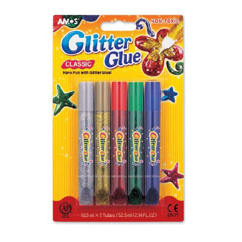 Amos Glitter Glue Simli Yapıştırıcı 10 ml. 5 Renk GCL10B5