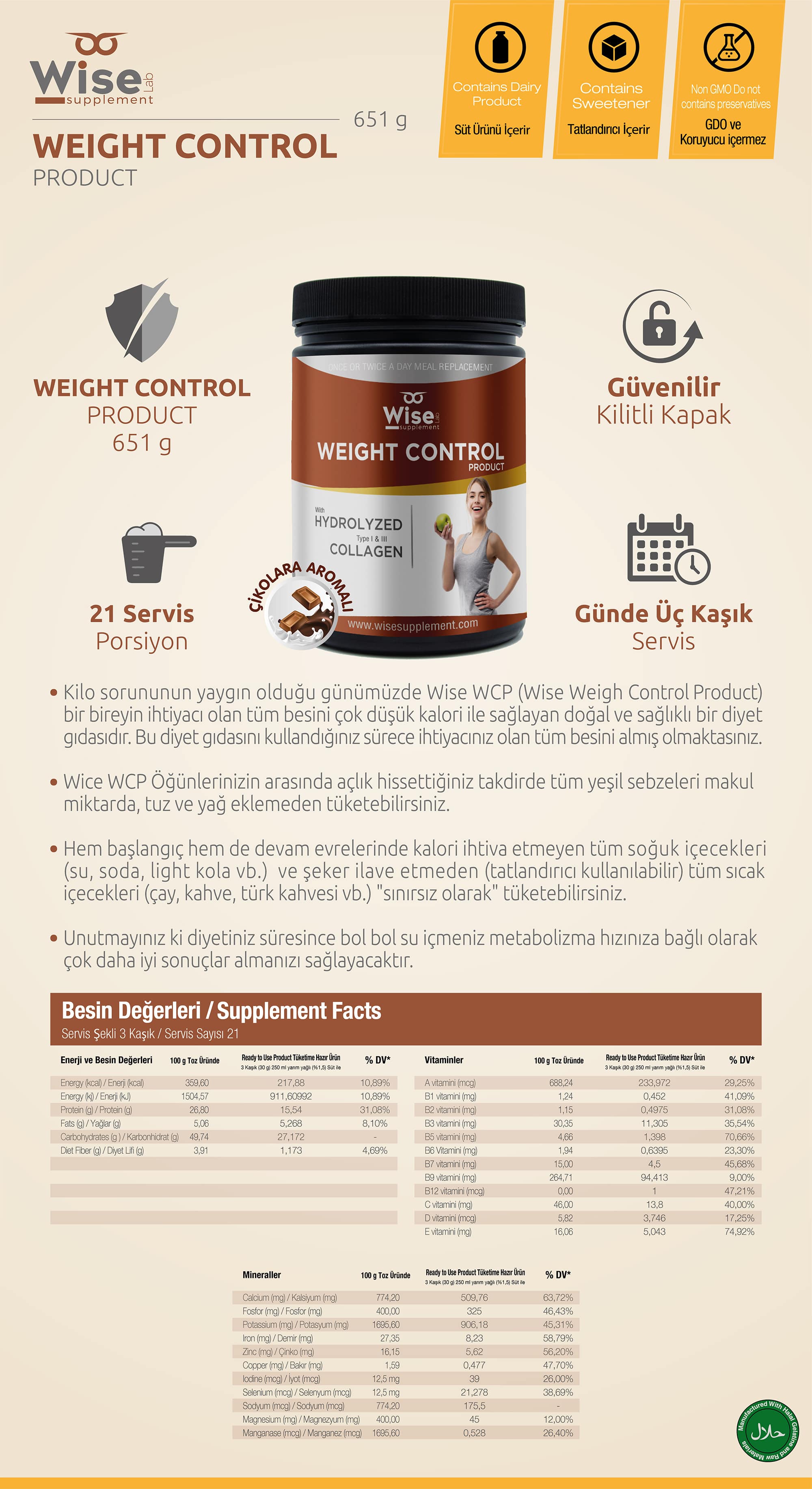 WiseLab Kilo Kontrol Hidrolize Tip 1 3 Kolajen Çikolata Fiyatı