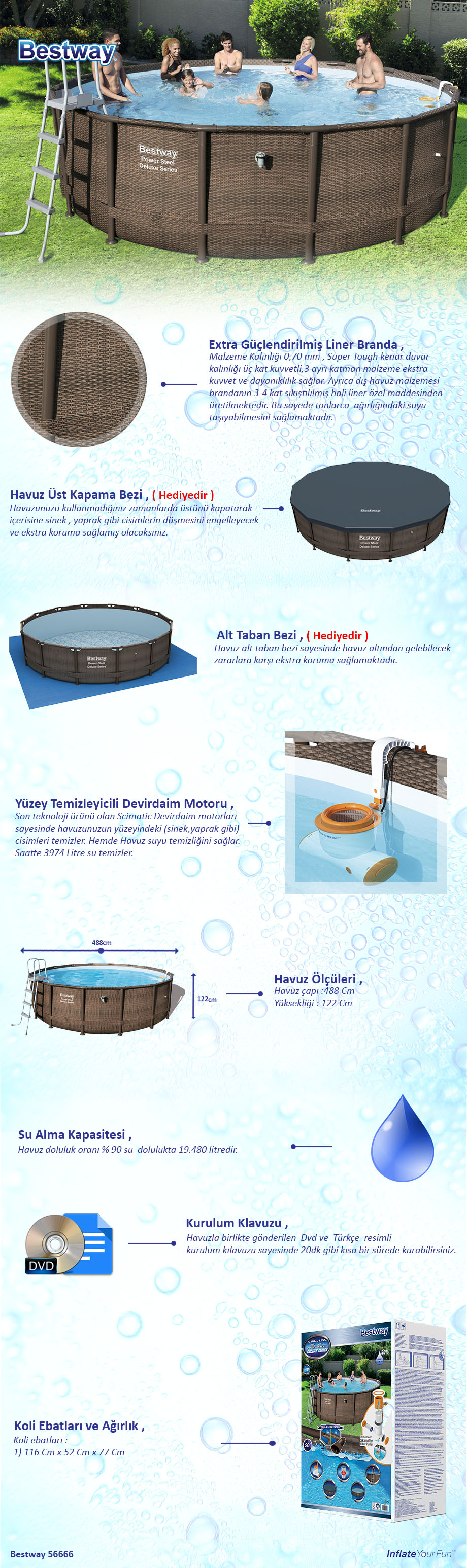 Bestway Delux Seri Yuvarlak Prefabrik Havuz Set 4 Cm X 122 Fiyati