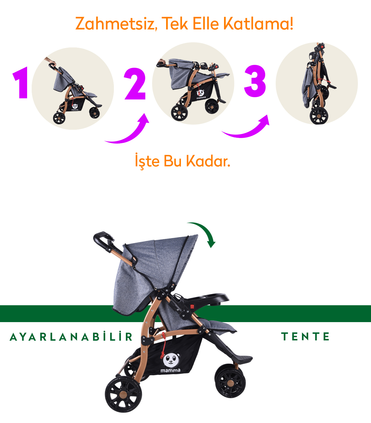 Mamma Panther Gold Jogger 3 Tekerlekli Deluxe Bebek