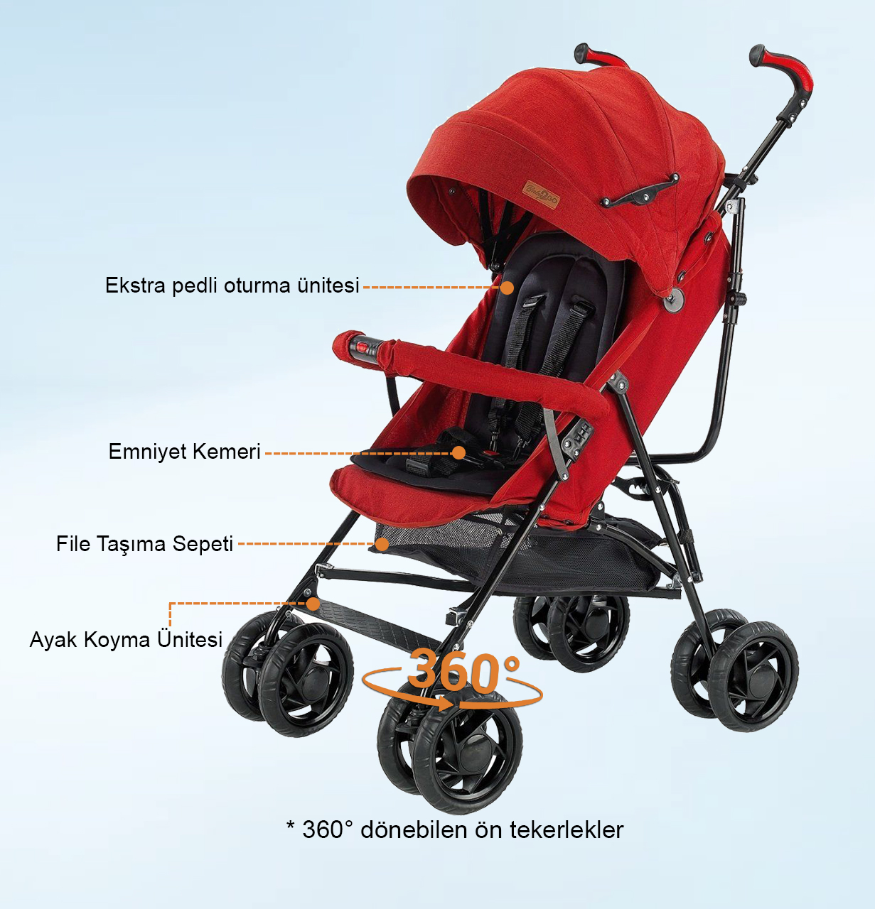 Baby2go 2012 Eko Baston Bebek Arabası Kırmızı Fiyatı