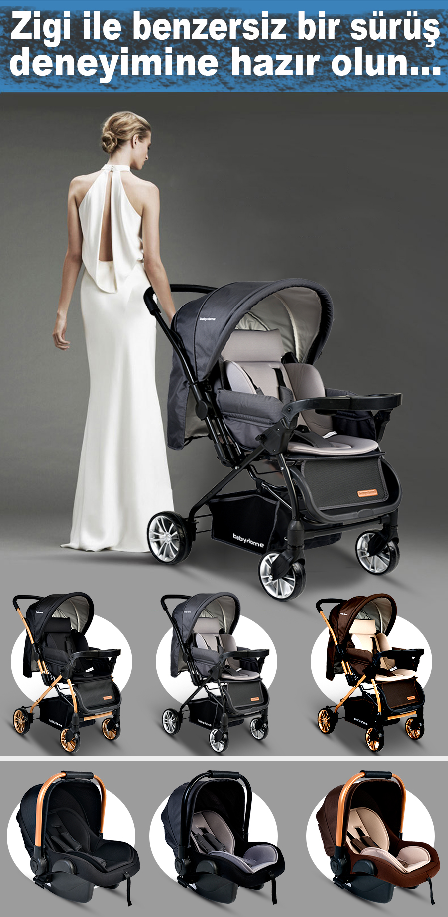 Baby Home BH790 Gold Urbo Travel Sistem Bebek Arabası Fiyatı