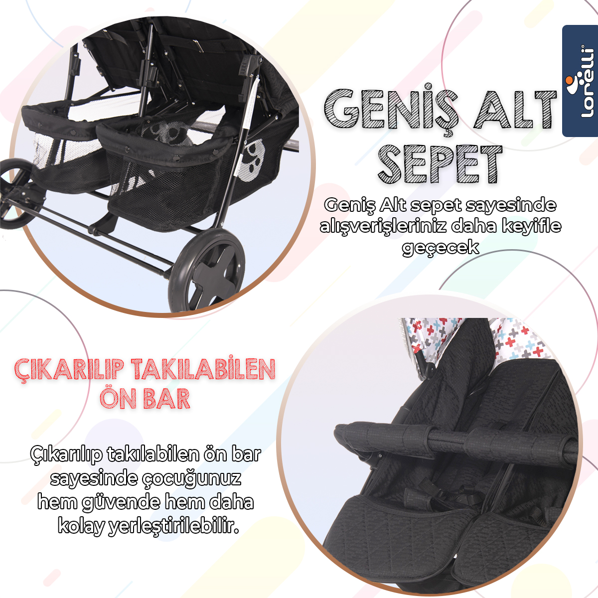 Lorelli Twin İkiz Bebek Arabası Dark Grey Lighthouse Fiyatı