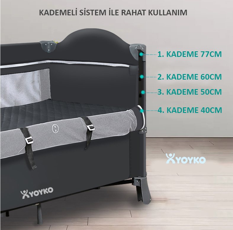 Yoyko Exclusive Comfort 8 in 1 Park Yatak Oyun Parkı Bej 70 x 110 cm