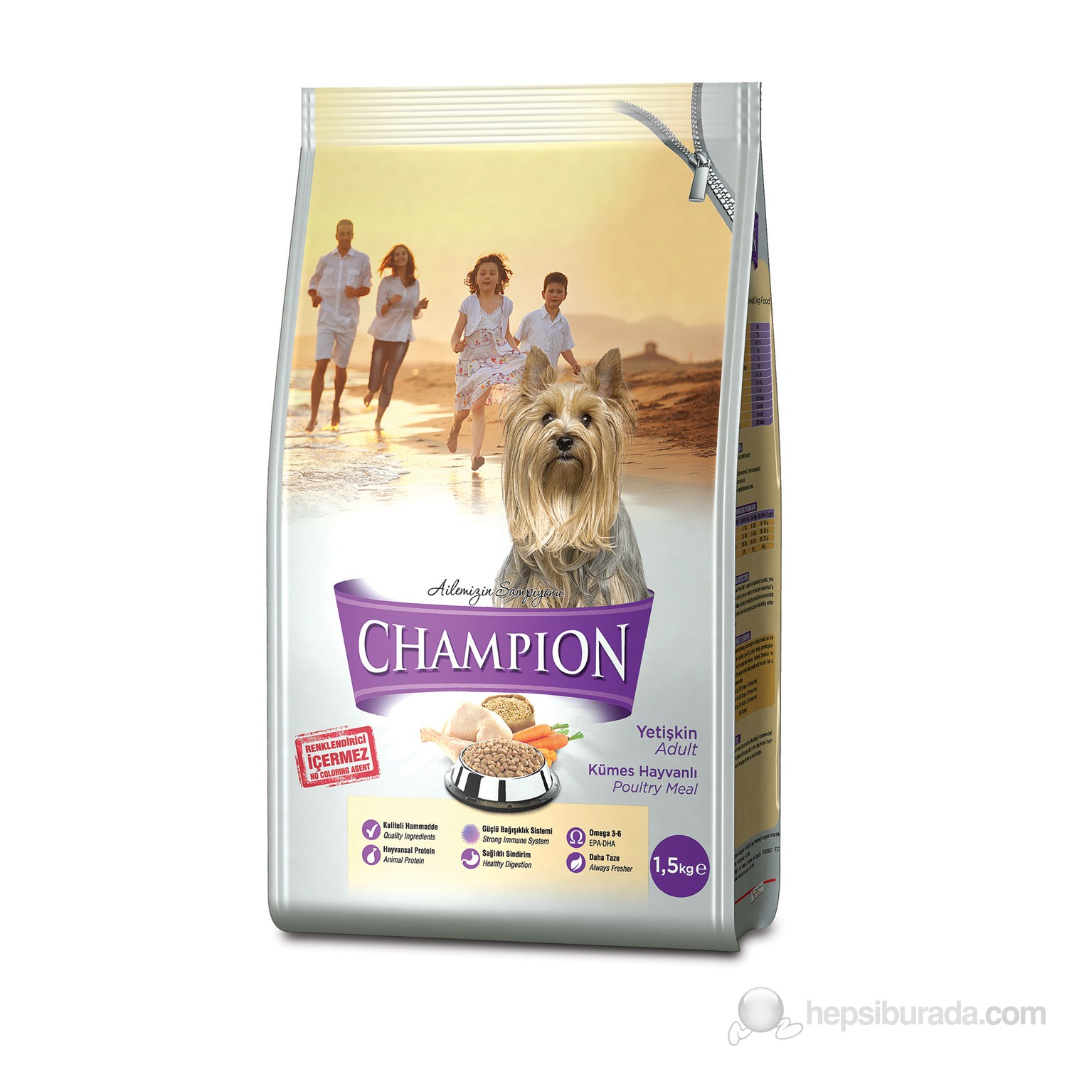 Champion Küçük ve Orta Irk Kümes Hayvanlı Köpek Maması 1,5 Kg