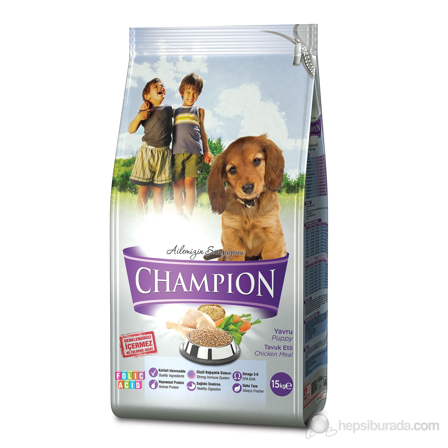 Champion Folik Asit KatkılıTavuk Etli Yavru Köpek Maması 3 kg