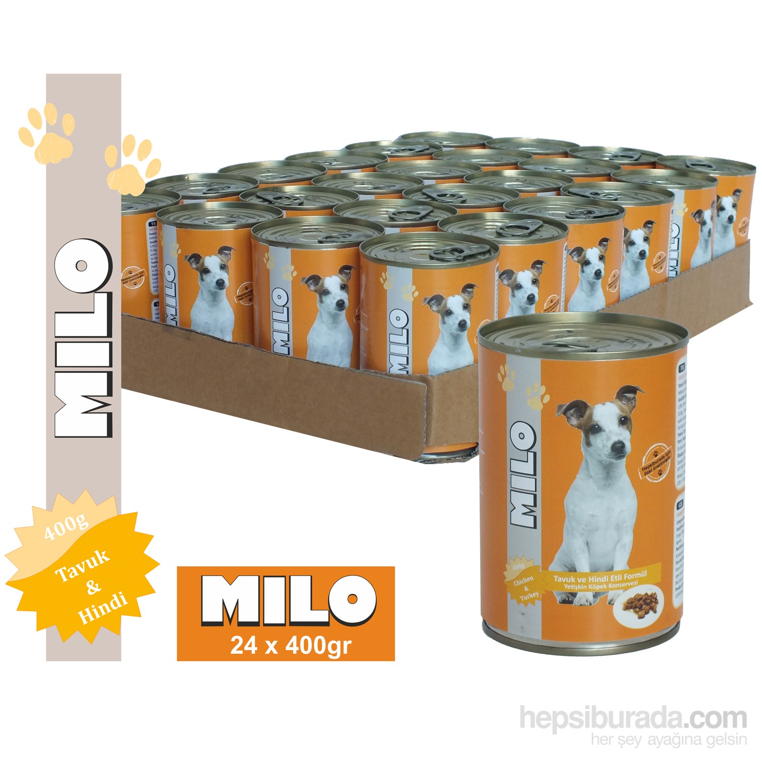 Milo Tavuk&Hindili Köpek Konservesi 400 gr x 24'lü