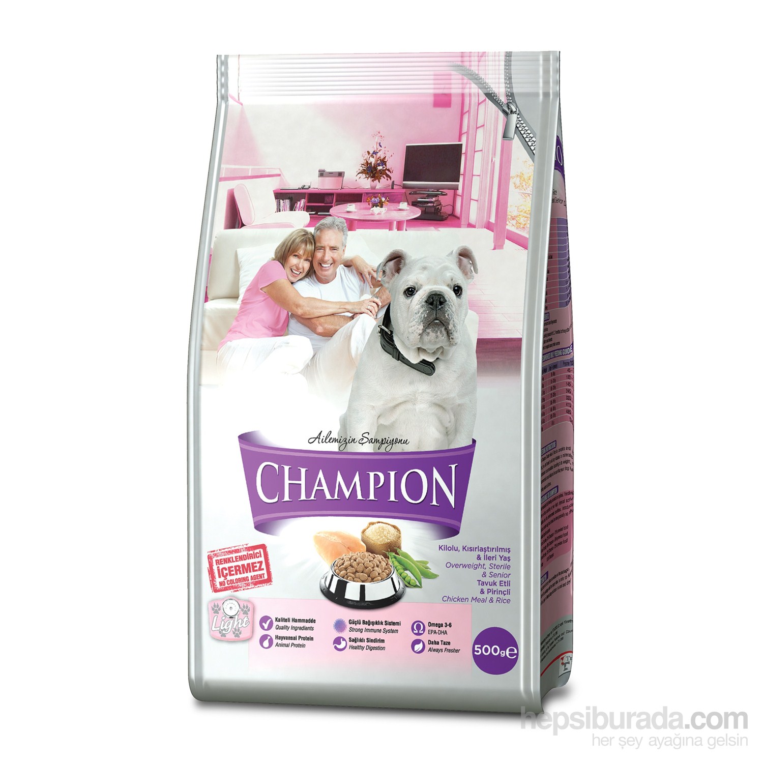 Champion Tavuk & Pirinçli Light Köpek Maması (Yaşlı, Kilolu ve Kısırlaştırılmış Köpek) 500 Gr