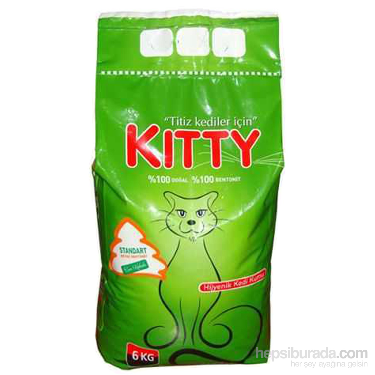 Kitty Bentonit Çam Kokulu Hijyenik Kedi Kumu İnce Taneli 6 Kg