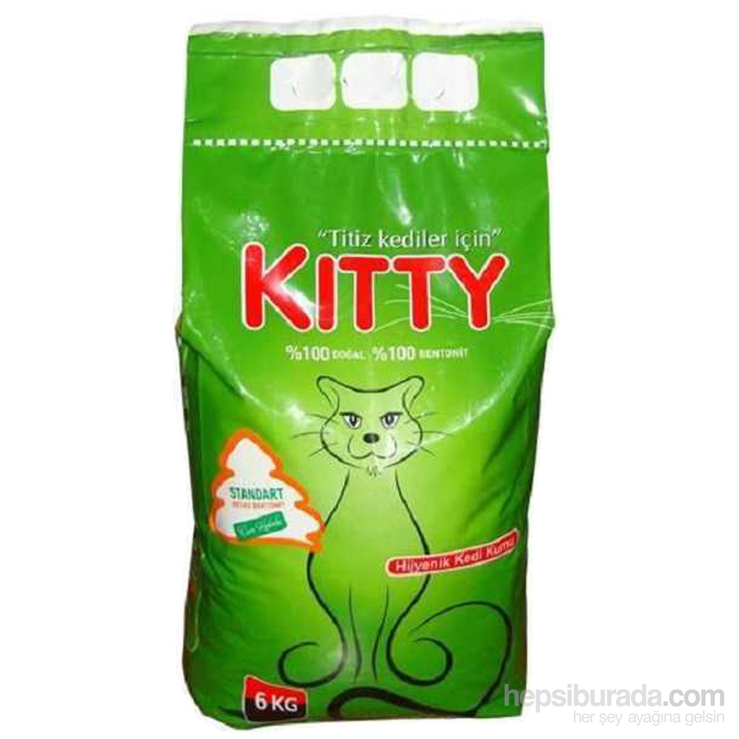 Kitty Bentonit Çam Kokulu Hijyenik Kedi Kumu KalınTaneli 6 Kg