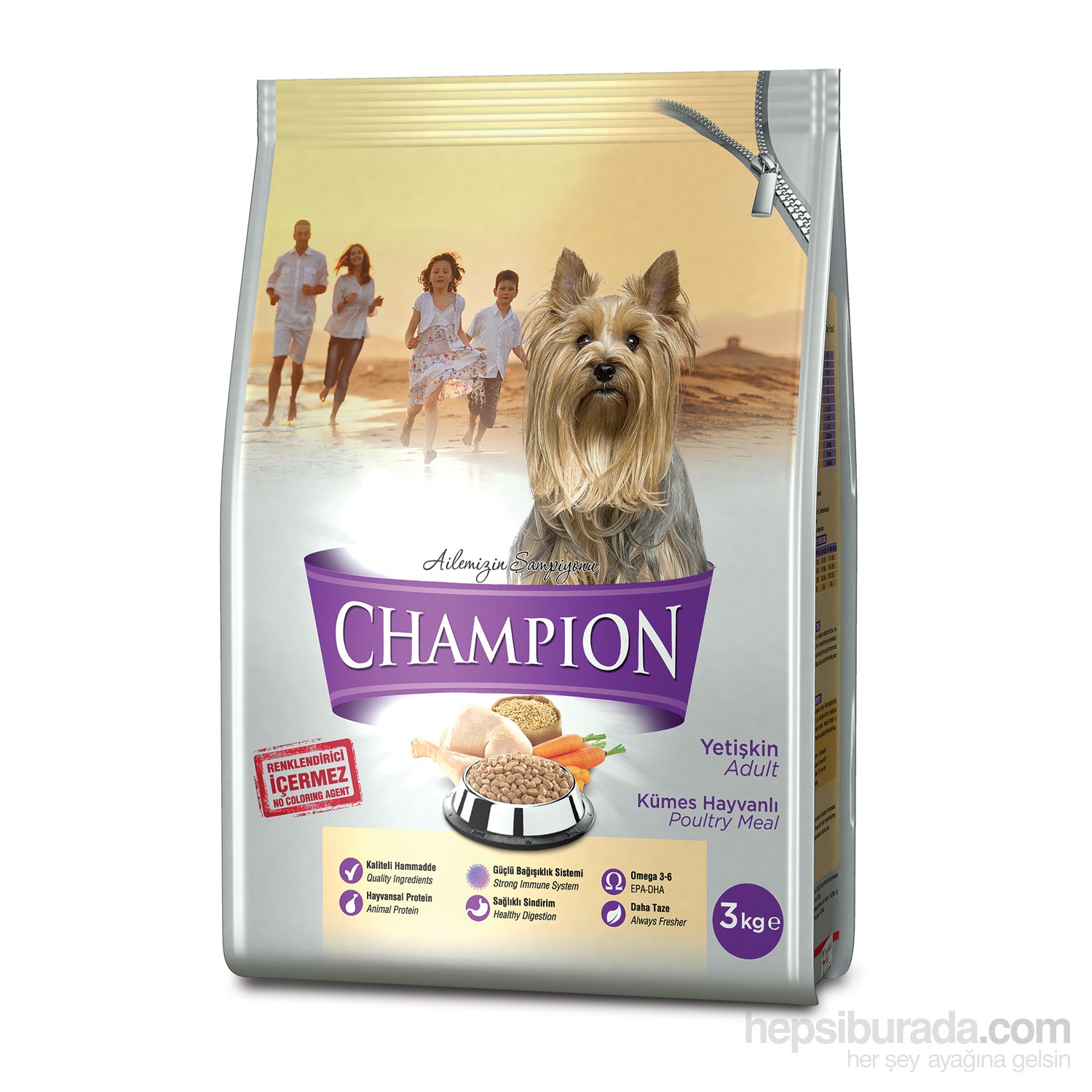 Champion Küçük ve Orta Irk Kümes Hayvanlı Köpek Maması 3 kg