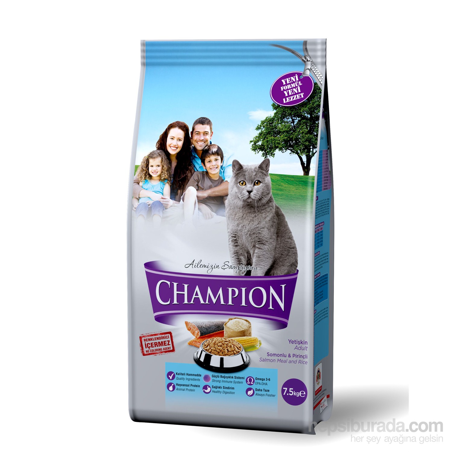 Champion Somonlu & Pirinçli Yetişkin Kedi Maması 7,5 Kg fd