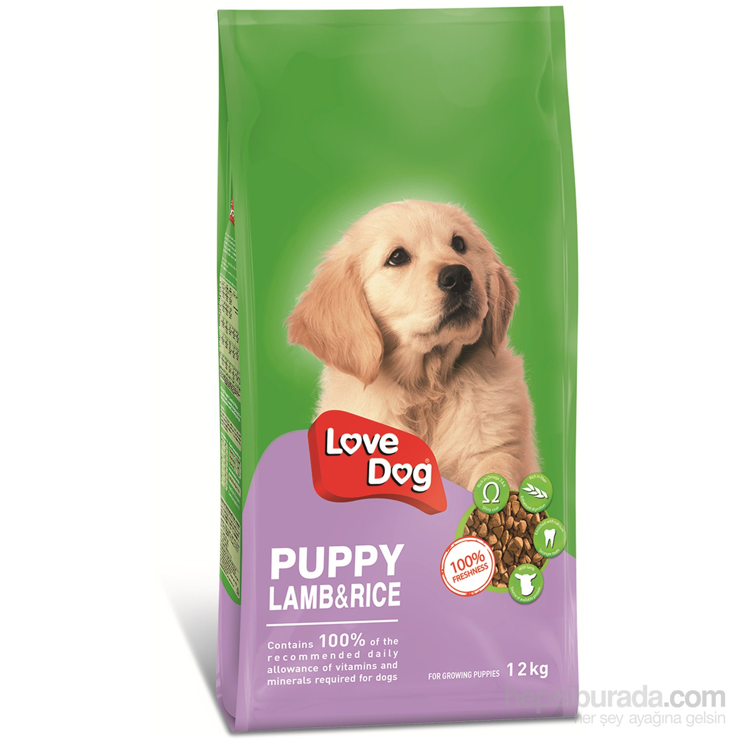 Love Dog Lamb&Rice Puppy Kuzu Etli Ve Pirinçli Yavru Köpek Maması 12 Kg