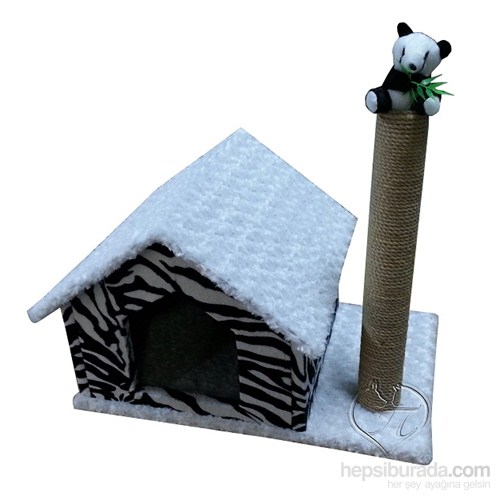 Pet Pretty Kedi Evi Ve Tırmalama Tahtası Siyah-Beyaz 60 X 40 X 62