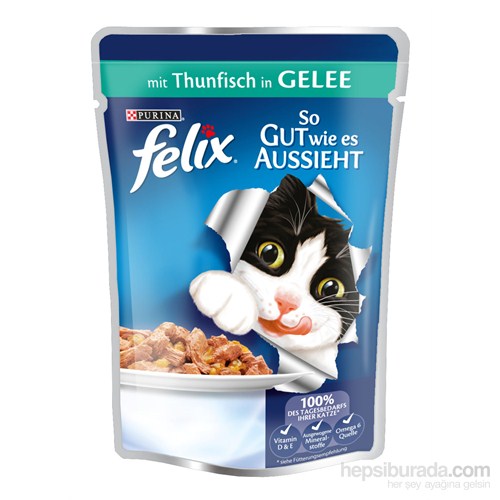 Felix  Yetişkin Kediler İçin Ton Balıklı Yaş Kedi Maması Pouch 100 Gr