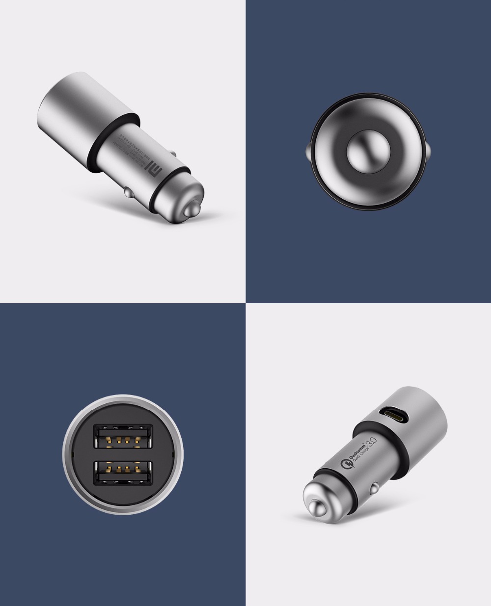 Orijinal Xiaomi QC3.0 X2 Tam Metal İkili USB Akıllı Kontrol Hızlı Şarj Araba Şarj Cihazı 