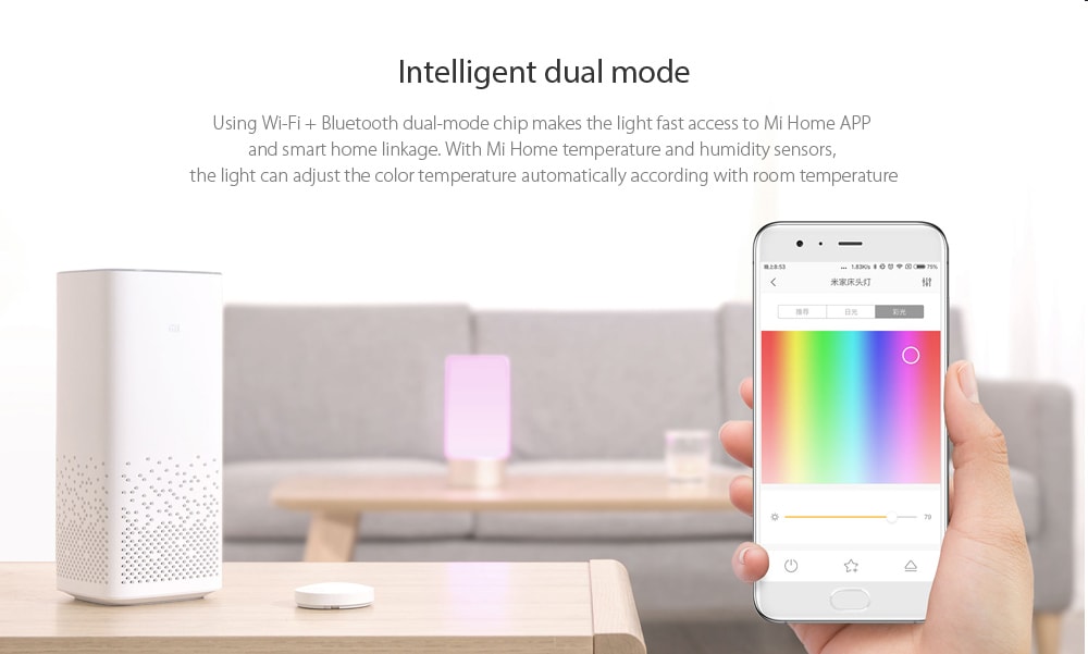 Xiaomi Mijia Başucu Lambası Bluetooth Kontrollü WiFi Bağlantısı- Altın EU Fiş