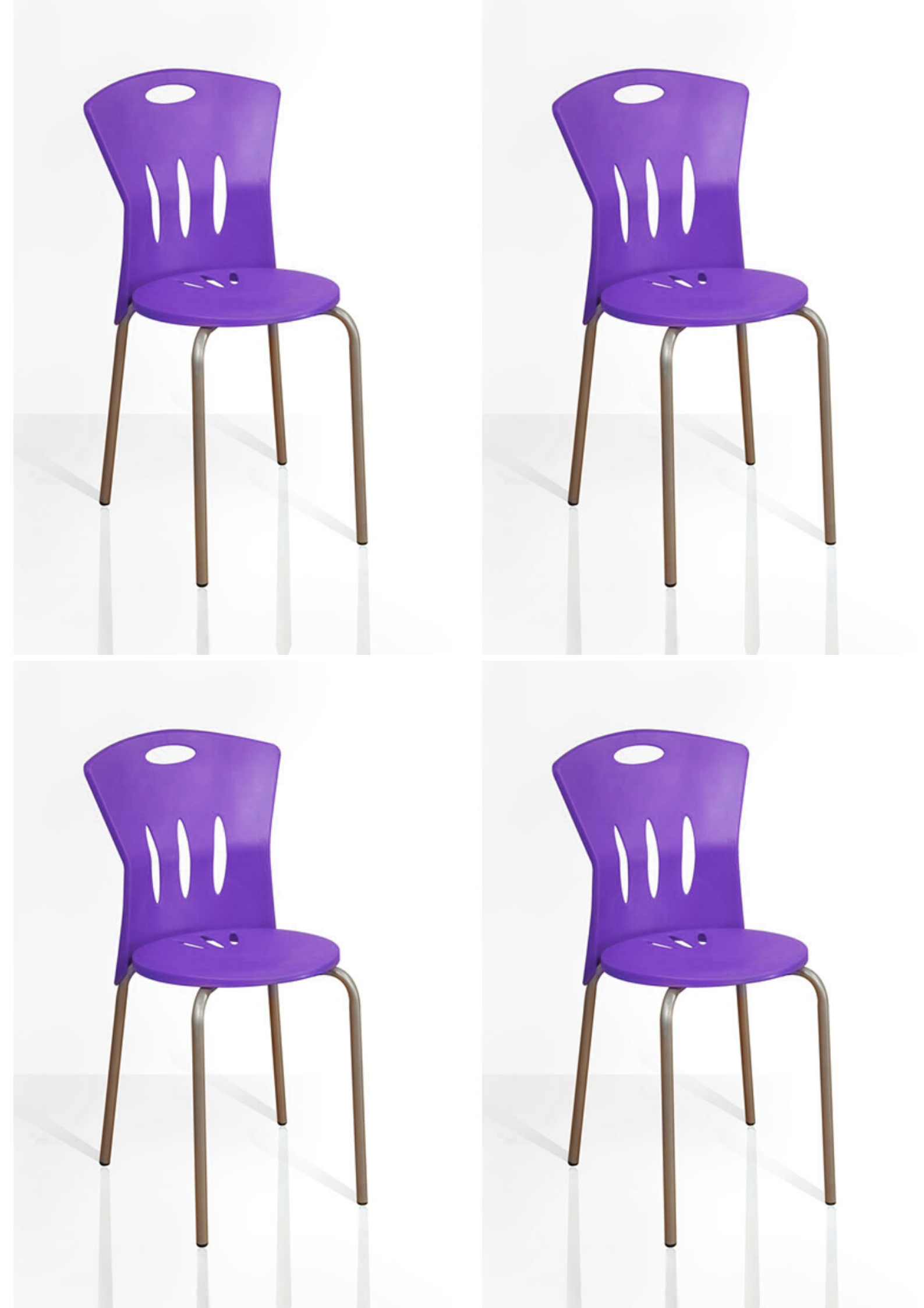 Vizyon Sandalye 4 Adet Set Metal Ayaklı Canlı RenklerMor
