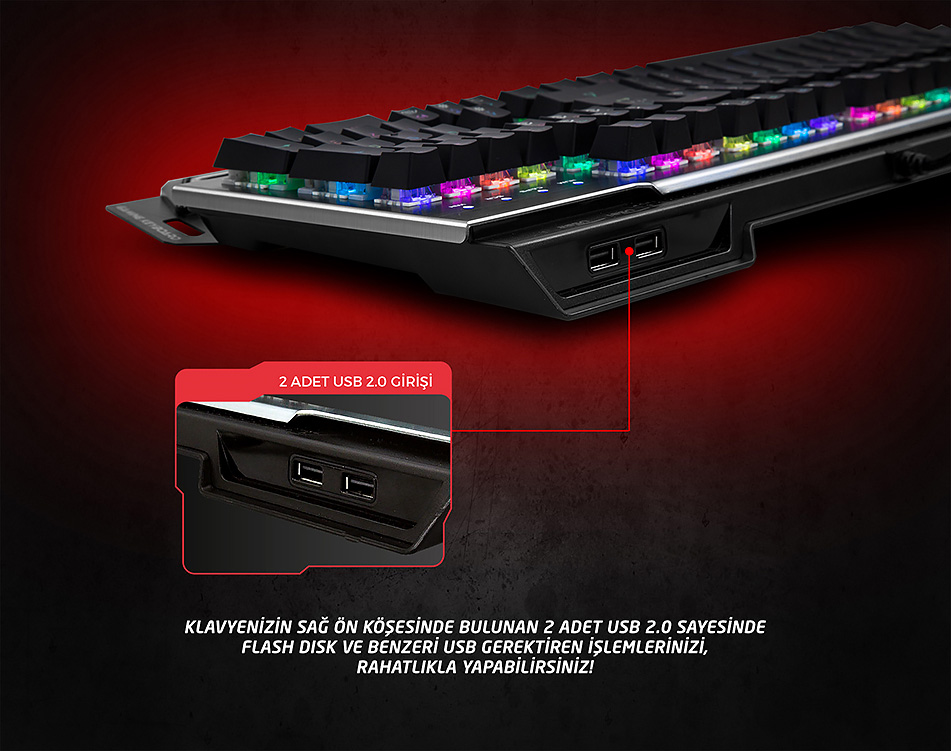 Rampage KBRX92 COMMANDER Full RGB Ledli USB 2*Usb Hub Fiyatı