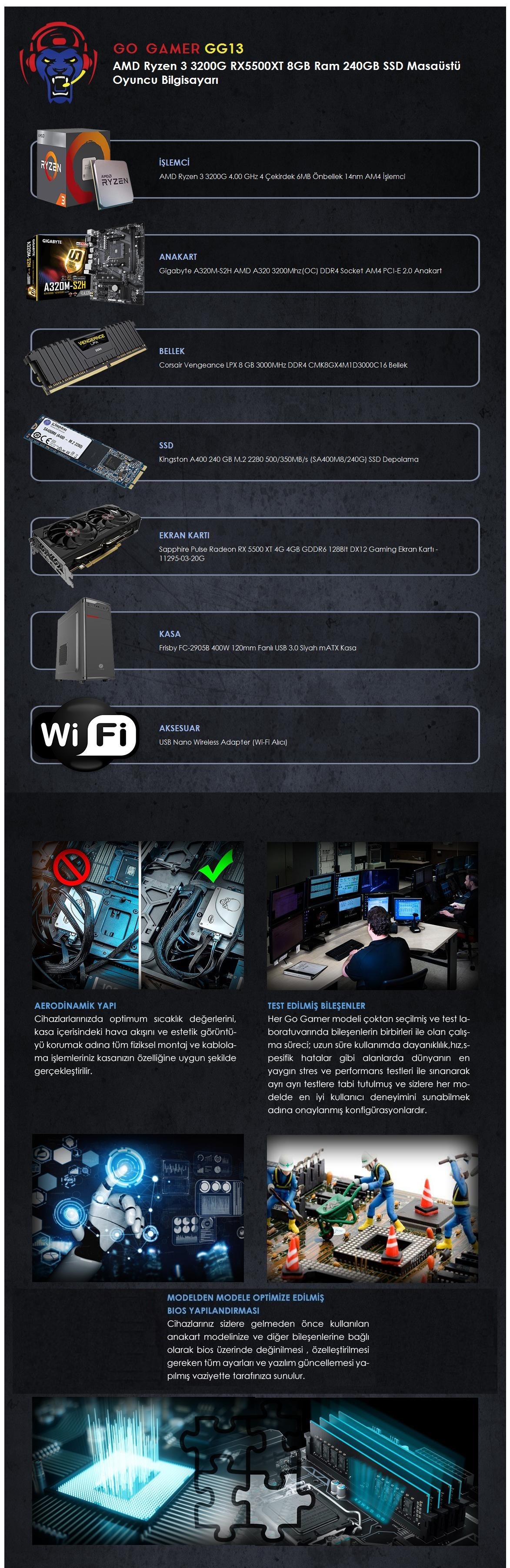 Go Gamer G13 Amd Ryzen 3 30g 8gb 240gb Ssd Rx 5500 Xt Fiyati