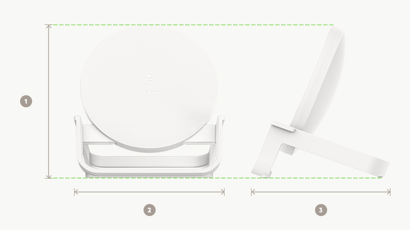 BOOST↑CHARGE Wireless Charging Stand dimensions diagram