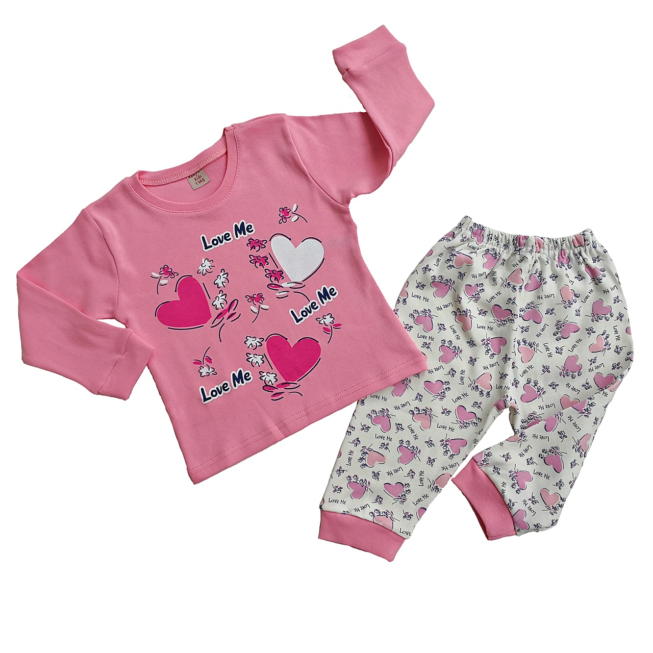 Rollygo Kız Bebek Çocuk Penye Pijama Takımı Love Kalp Fiyatı