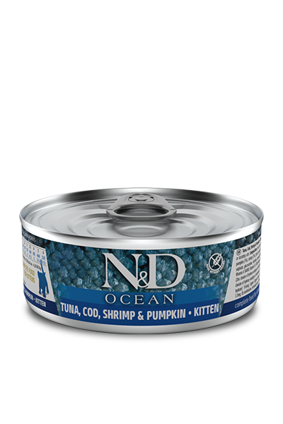 Tuna, Cod, Shrimp & Pumpkin Kitten wet food