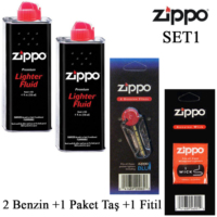 Zippo Çakmak ikmal Seti,2 bidon benzin +1 taş +1 fitil set1