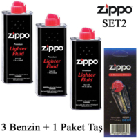 Zippo Çakmak ikmal Seti,3 bidon benzin +1 taş set2