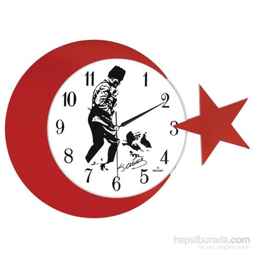 Galaxy Ay Yıldız Duvar Saati Atatürk
