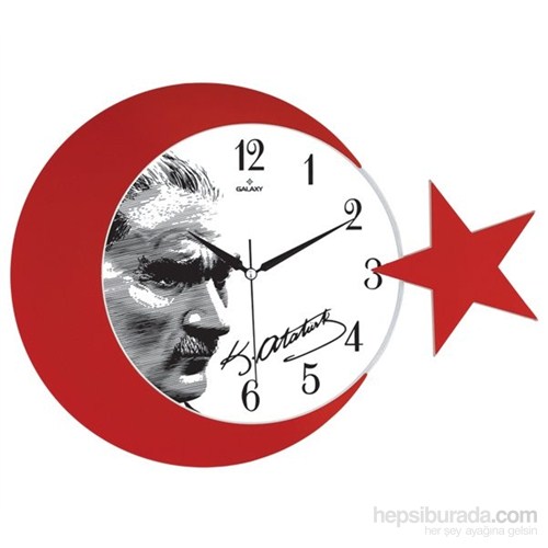 Galaxy Ay Yıldız Duvar Saati Atatürk Portre