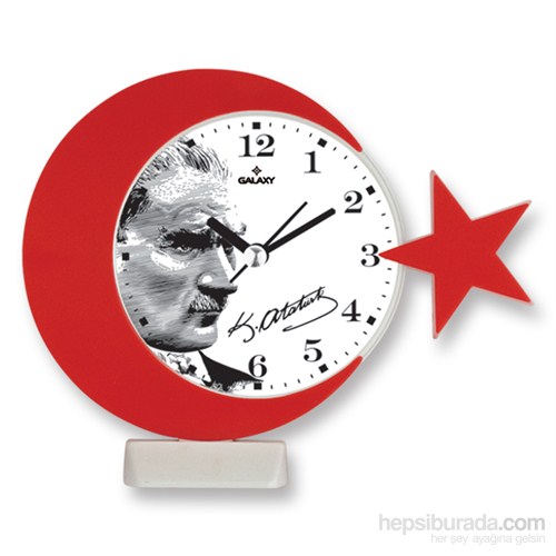 Galaxy Ay Yıldız Atatürk Portre Masa Saati