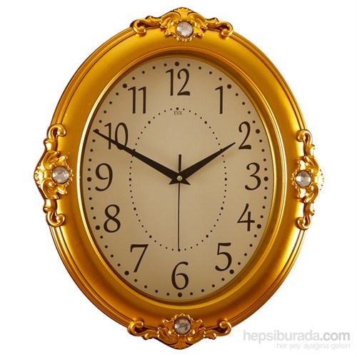 Zeon-Evx Saray Serisi Taşlı Duvar Saati Altın