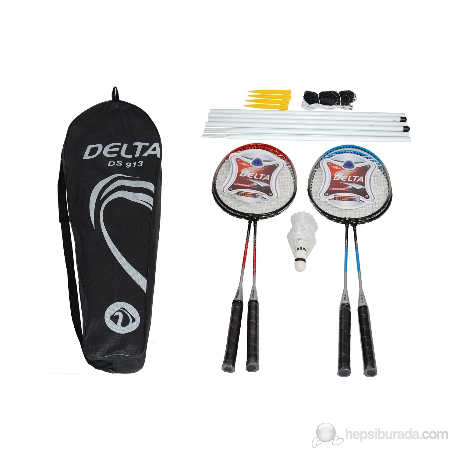 Delta Komple Çantalı Full Badminton Deluxe Set *4 Raket + 3 Top + Ağ & Demir - DS 913