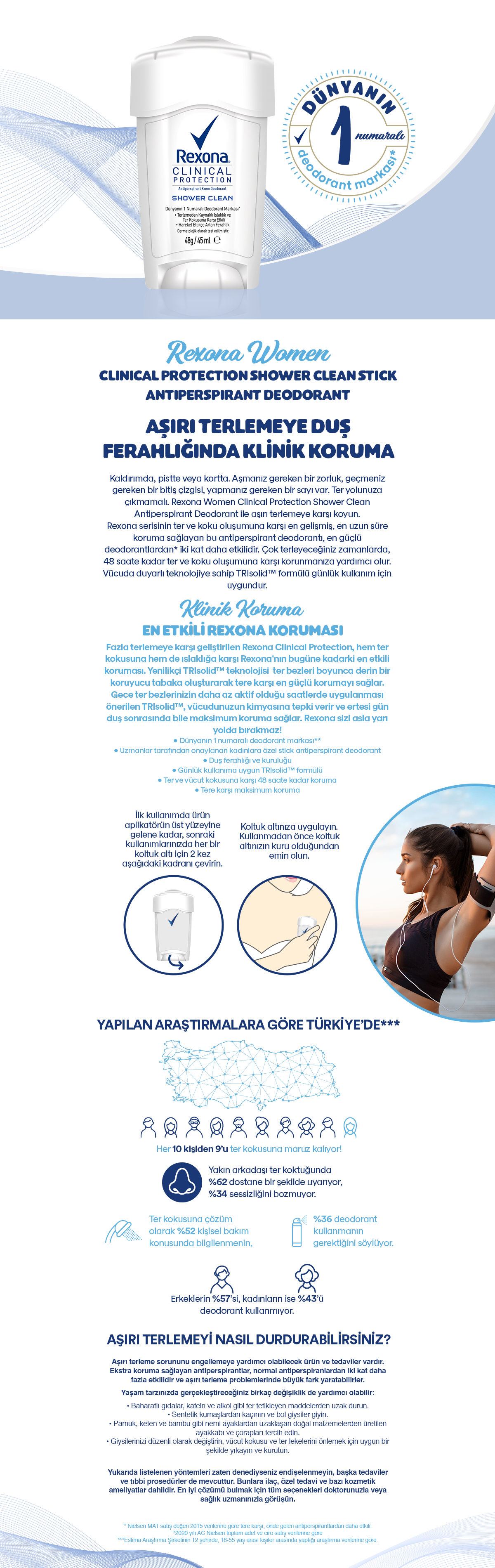 Rexona Clinical Protection Shower Clean Stick Deodorant 45 Fiyati