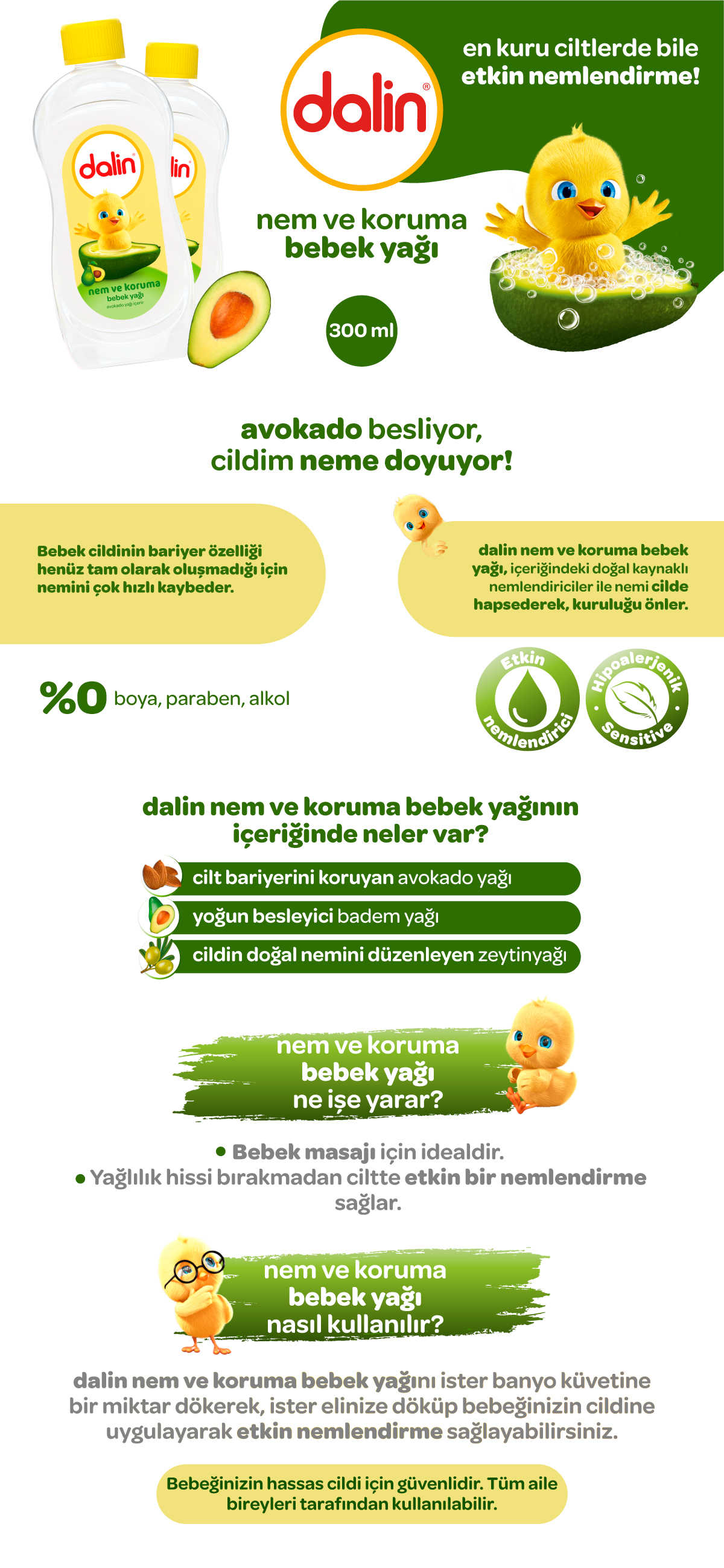nem ve koruma bebek yağı