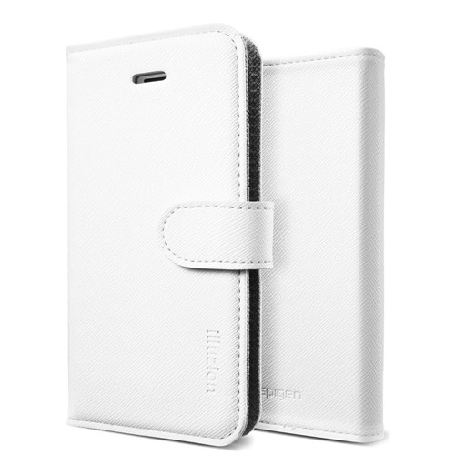 Spigen Sgp iPhone 5/5s Kılıf Leather Wallet  illuzion Zen White - Beyaz Deri