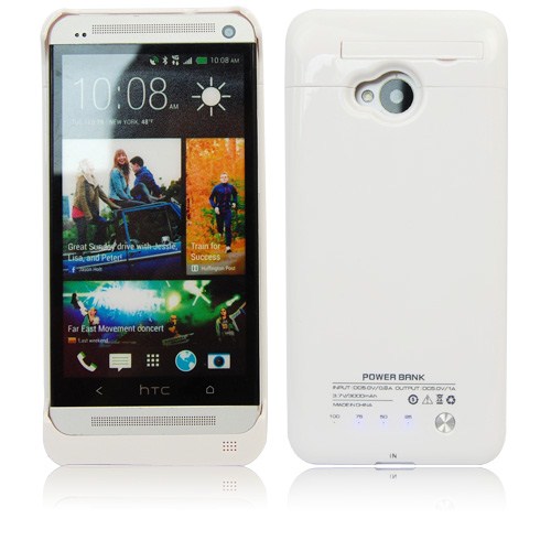 Microsonic HTC One M7 Şarjlı kılıf (3000mAh) Beyaz