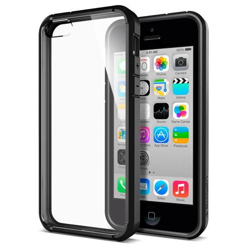 Spigen Sgp iPhone 5c Kılıf Ultra Hybrid - Şeffaf+Siyah