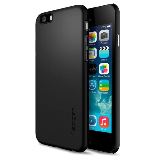 Spigen Sgp iPhone 6 Kılıf (4.7") Thin Fit Series Smooth Black (SF coated) (PET) - SGP10936