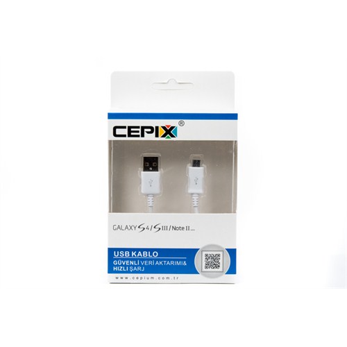 Cepix Galaxy S4 i9500/S3/Note2 Micro Usb Kablo (Slim Box)-11914