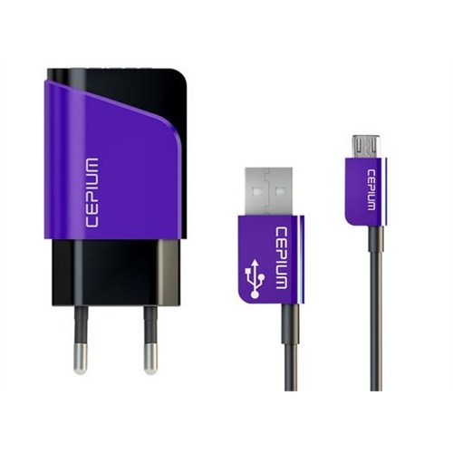 Cepium 2.1 Ev Şarj Cihazı ve Mikro USB Kablo-Mor - TR-1453/2_M