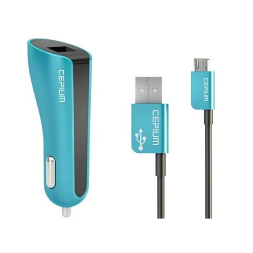 Cepium 2.1A Araç Şarjı ve Mikro USB Kablo-Turkuaz - CC-1453/2_T