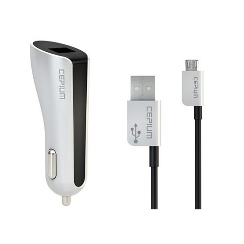 Cepium 2.1A Araç Şarjı ve Mikro USB Kablo-Beyaz - CC-1453/2_B
