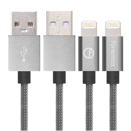 Fonemax Apple iPhone 5/5s/5c/6/6 Plus X-PRO MFI Lisanslı Lightning USB Kablo (Gri)