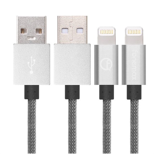 Fonemax Apple iPhone 5/5s/5c/6/6 Plus X-PRO MFI Lisanslı Lightning USB Kablo (Gümüş)