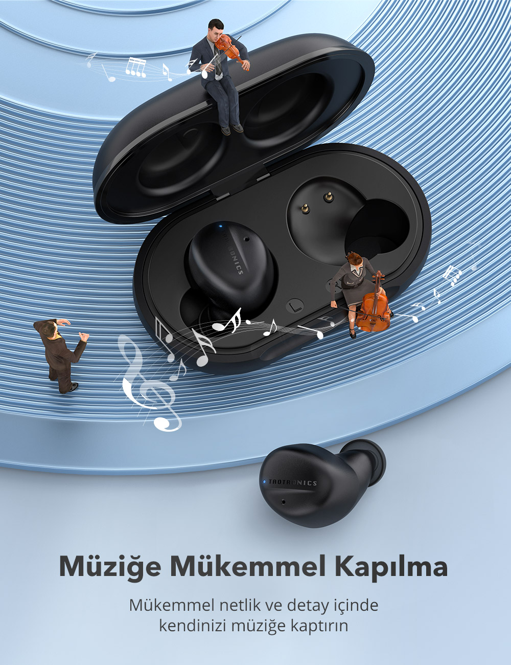 TaoTronics SoundLiberty 94 Charger Sheathed Four With Microphone Active