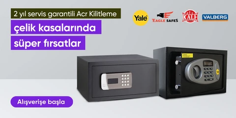 Kale, Yale, Valberg, Eagle Safes çelik kasa markalarının yetkili satıcısı Acr Kilitleme firmasına özel 2 Yıl servis garantili çelik kasalarda kaçırılmaz fırsatlar!